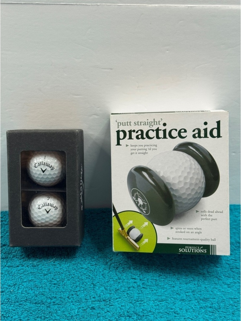 Perfect Solutions Putt Straight Practice Aid & Callaway Golf Balls 2-Pack Set
